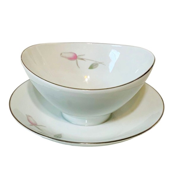 Mikasa Fine China "Roxane" Gravy Boat With Attached Underplate 5563 - Japan - Picture 5 of 6